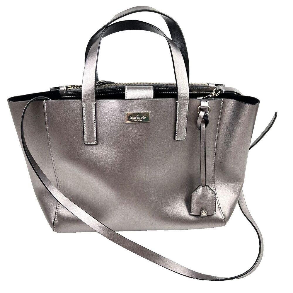 KATE SPADE Mini Nelle Satchel Purse Putnam Drive Metallic Leather Shoulder Bag